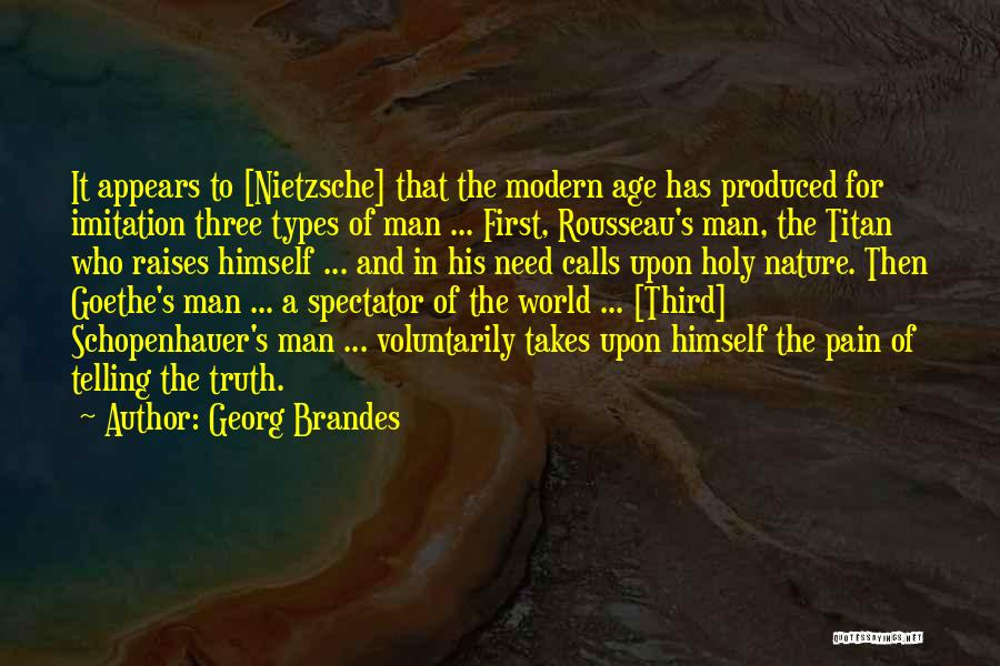 Georg Brandes Quotes: It Appears To [nietzsche] That The Modern Age Has Produced For Imitation Three Types Of Man ... First, Rousseau's Man,