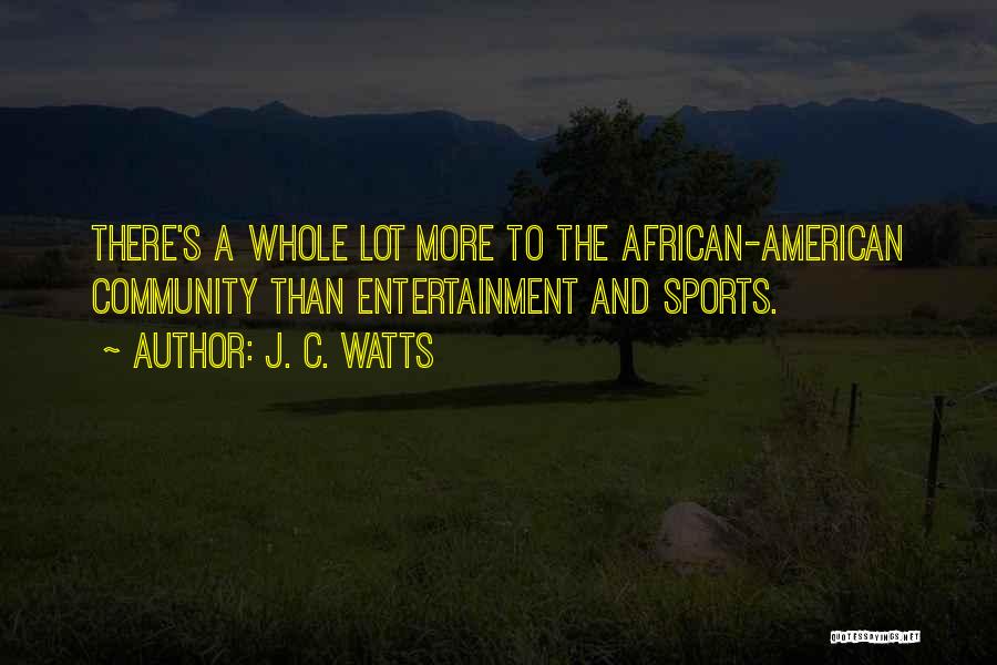 J. C. Watts Quotes: There's A Whole Lot More To The African-american Community Than Entertainment And Sports.