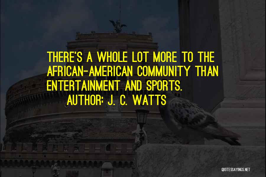 J. C. Watts Quotes: There's A Whole Lot More To The African-american Community Than Entertainment And Sports.