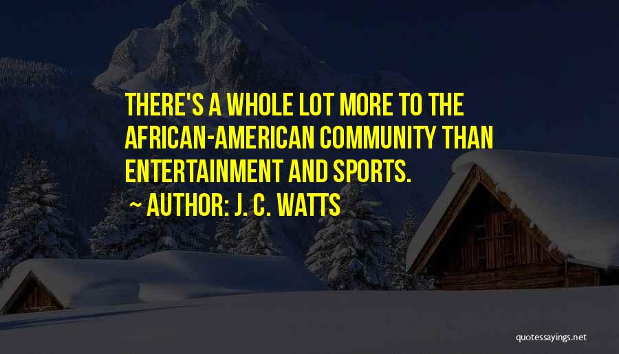 J. C. Watts Quotes: There's A Whole Lot More To The African-american Community Than Entertainment And Sports.