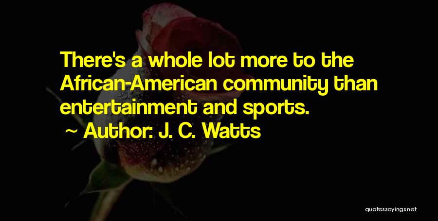 J. C. Watts Quotes: There's A Whole Lot More To The African-american Community Than Entertainment And Sports.