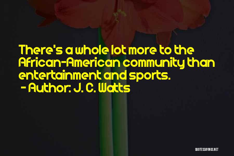 J. C. Watts Quotes: There's A Whole Lot More To The African-american Community Than Entertainment And Sports.