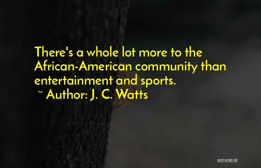 J. C. Watts Quotes: There's A Whole Lot More To The African-american Community Than Entertainment And Sports.