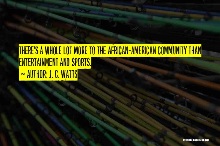 J. C. Watts Quotes: There's A Whole Lot More To The African-american Community Than Entertainment And Sports.