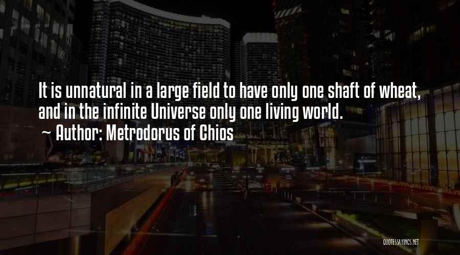 Metrodorus Of Chios Quotes: It Is Unnatural In A Large Field To Have Only One Shaft Of Wheat, And In The Infinite Universe Only