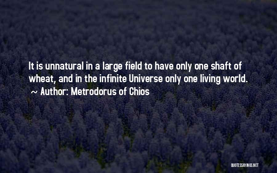 Metrodorus Of Chios Quotes: It Is Unnatural In A Large Field To Have Only One Shaft Of Wheat, And In The Infinite Universe Only