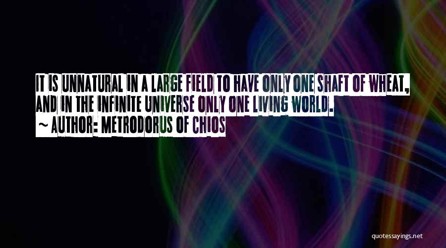 Metrodorus Of Chios Quotes: It Is Unnatural In A Large Field To Have Only One Shaft Of Wheat, And In The Infinite Universe Only