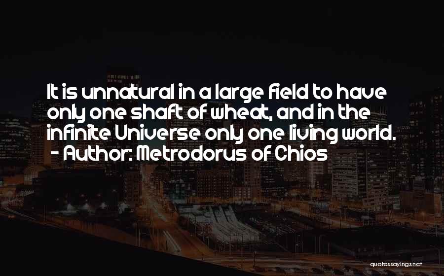 Metrodorus Of Chios Quotes: It Is Unnatural In A Large Field To Have Only One Shaft Of Wheat, And In The Infinite Universe Only