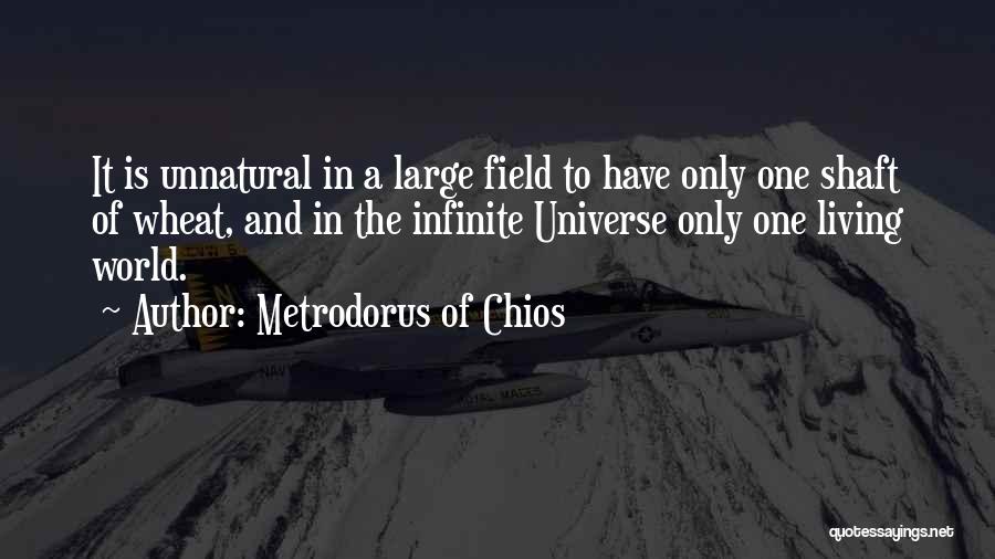 Metrodorus Of Chios Quotes: It Is Unnatural In A Large Field To Have Only One Shaft Of Wheat, And In The Infinite Universe Only