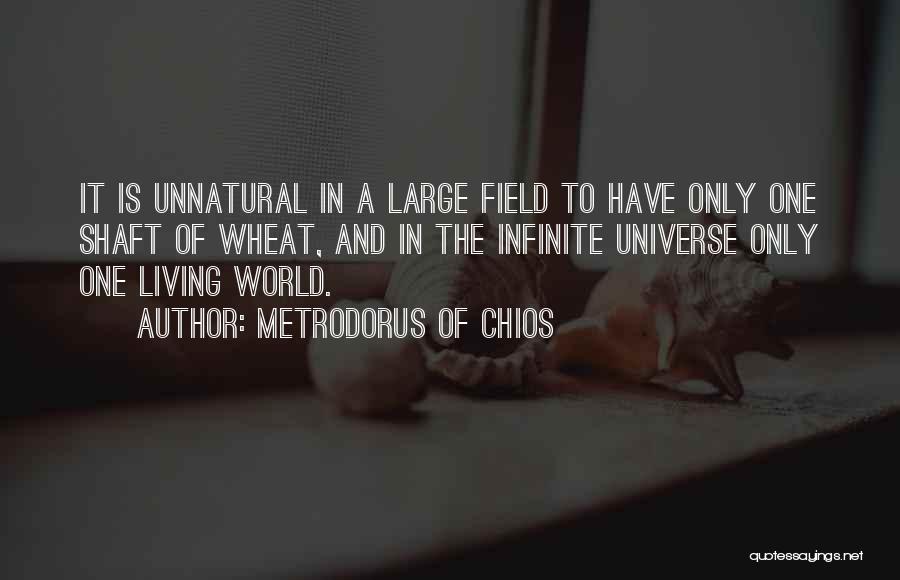 Metrodorus Of Chios Quotes: It Is Unnatural In A Large Field To Have Only One Shaft Of Wheat, And In The Infinite Universe Only