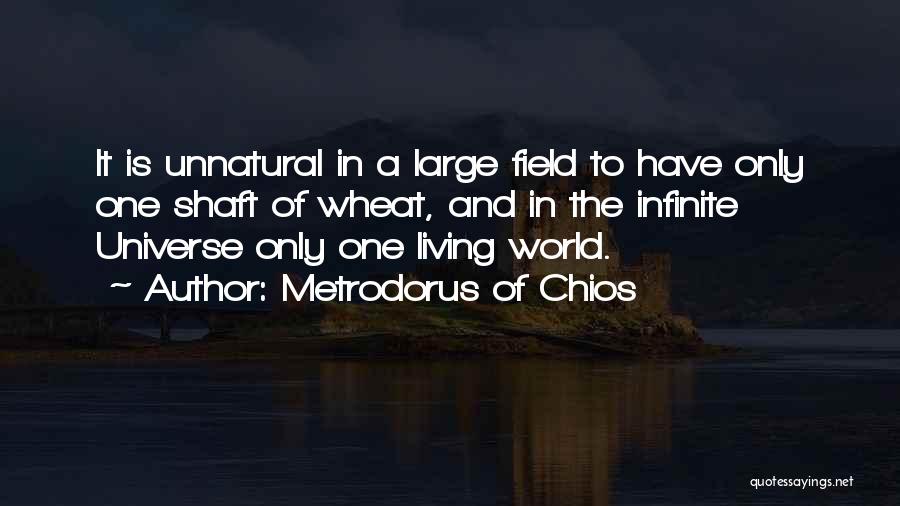 Metrodorus Of Chios Quotes: It Is Unnatural In A Large Field To Have Only One Shaft Of Wheat, And In The Infinite Universe Only