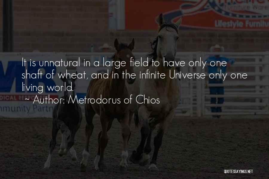 Metrodorus Of Chios Quotes: It Is Unnatural In A Large Field To Have Only One Shaft Of Wheat, And In The Infinite Universe Only