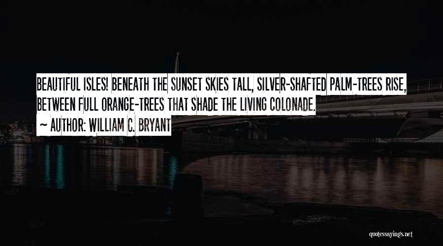 William C. Bryant Quotes: Beautiful Isles! Beneath The Sunset Skies Tall, Silver-shafted Palm-trees Rise, Between Full Orange-trees That Shade The Living Colonade.