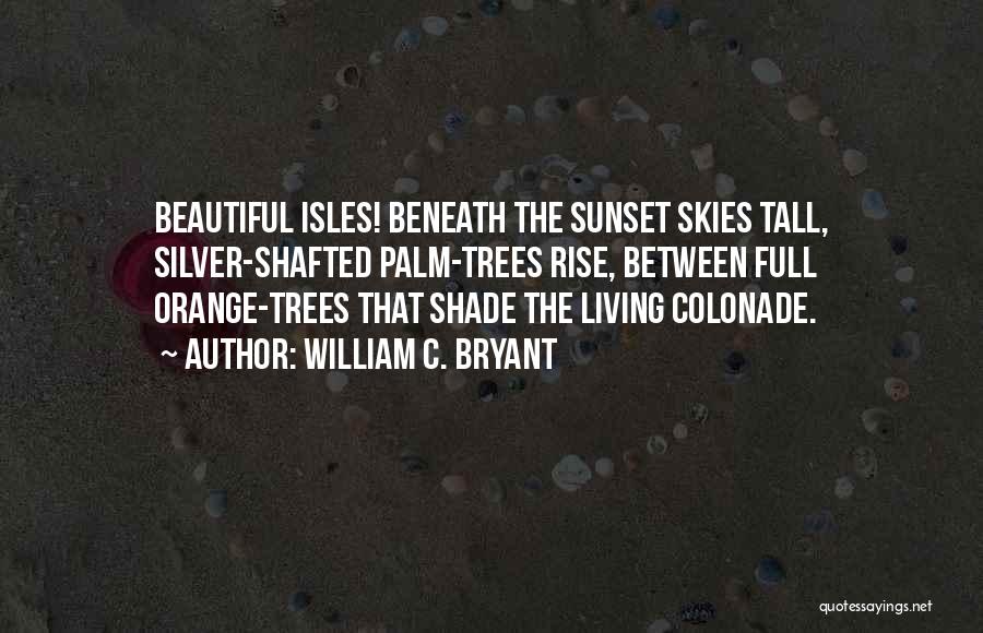 William C. Bryant Quotes: Beautiful Isles! Beneath The Sunset Skies Tall, Silver-shafted Palm-trees Rise, Between Full Orange-trees That Shade The Living Colonade.