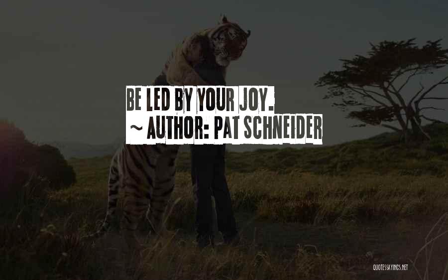 Pat Schneider Quotes: Be Led By Your Joy.