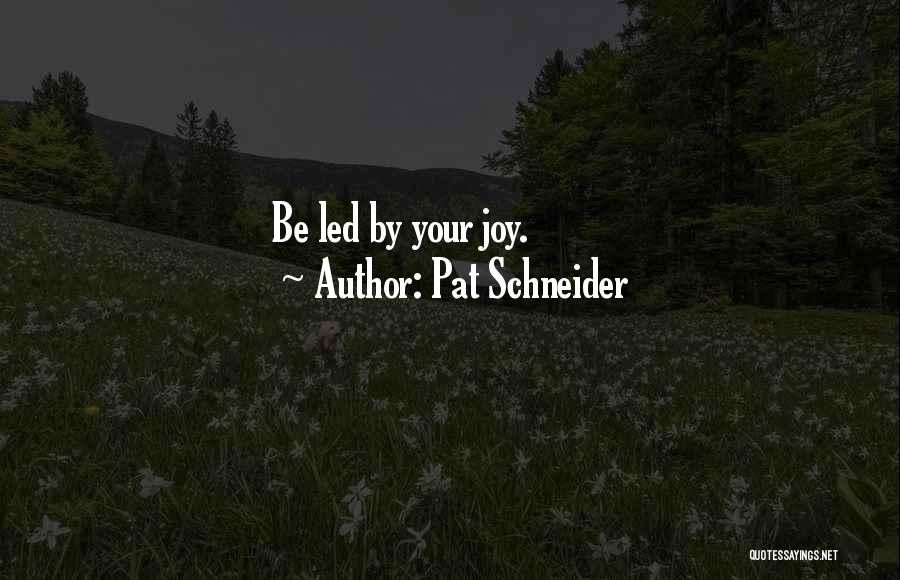 Pat Schneider Quotes: Be Led By Your Joy.