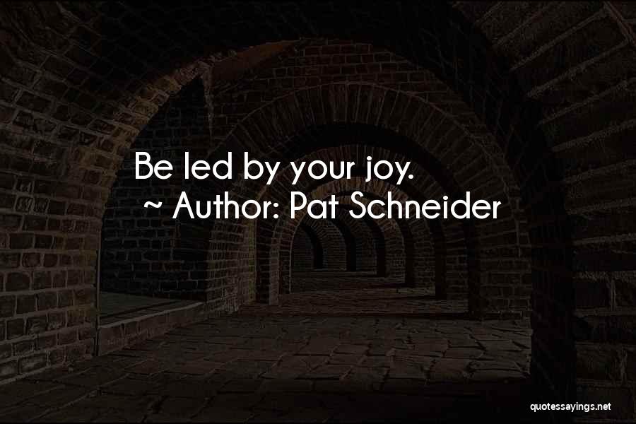 Pat Schneider Quotes: Be Led By Your Joy.