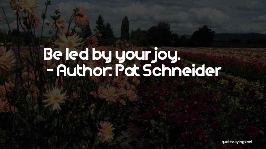 Pat Schneider Quotes: Be Led By Your Joy.