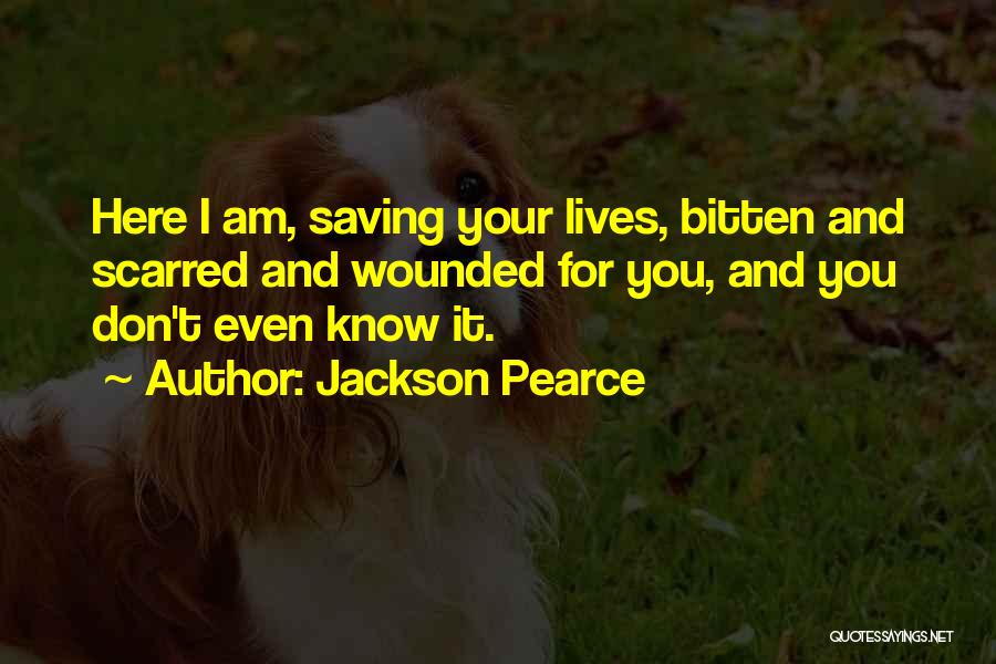 Jackson Pearce Quotes: Here I Am, Saving Your Lives, Bitten And Scarred And Wounded For You, And You Don't Even Know It.