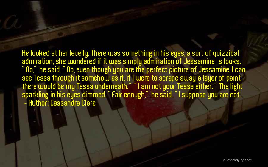 Cassandra Clare Quotes: He Looked At Her Levelly. There Was Something In His Eyes, A Sort Of Quizzical Admiration; She Wondered If It