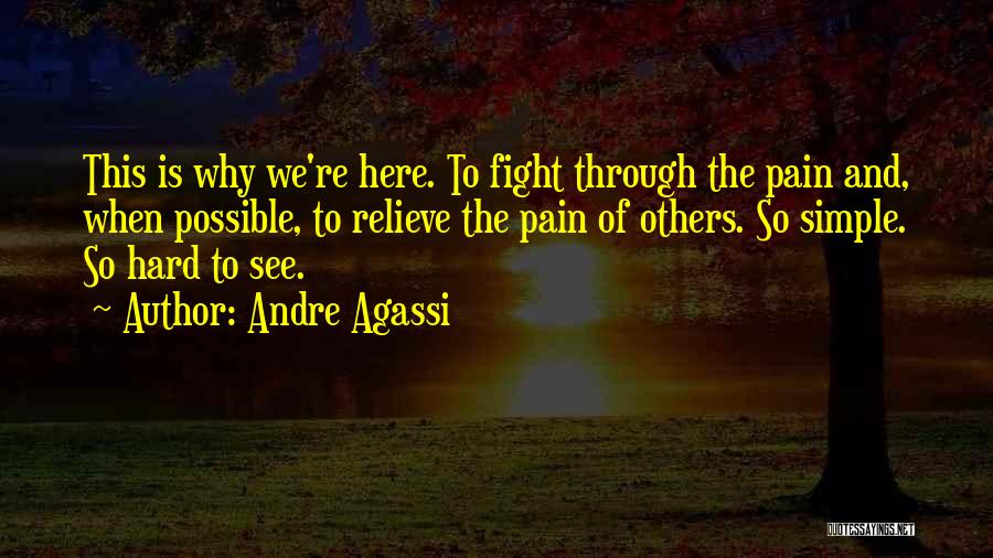 Andre Agassi Quotes: This Is Why We're Here. To Fight Through The Pain And, When Possible, To Relieve The Pain Of Others. So