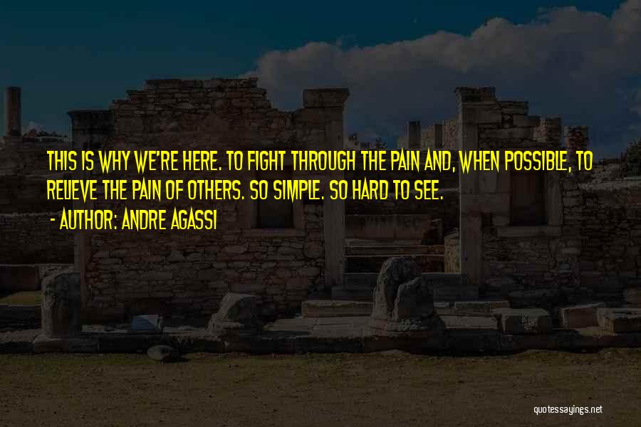 Andre Agassi Quotes: This Is Why We're Here. To Fight Through The Pain And, When Possible, To Relieve The Pain Of Others. So