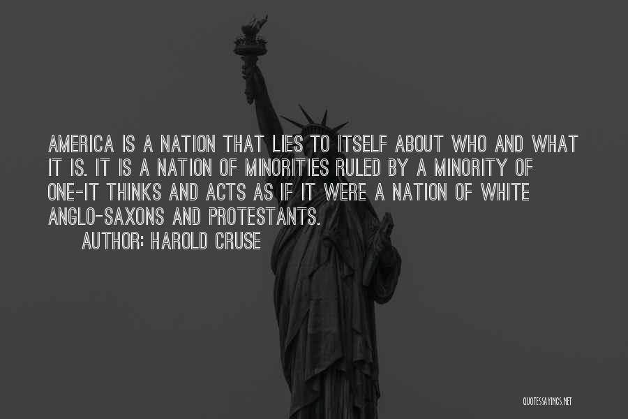 Harold Cruse Quotes: America Is A Nation That Lies To Itself About Who And What It Is. It Is A Nation Of Minorities