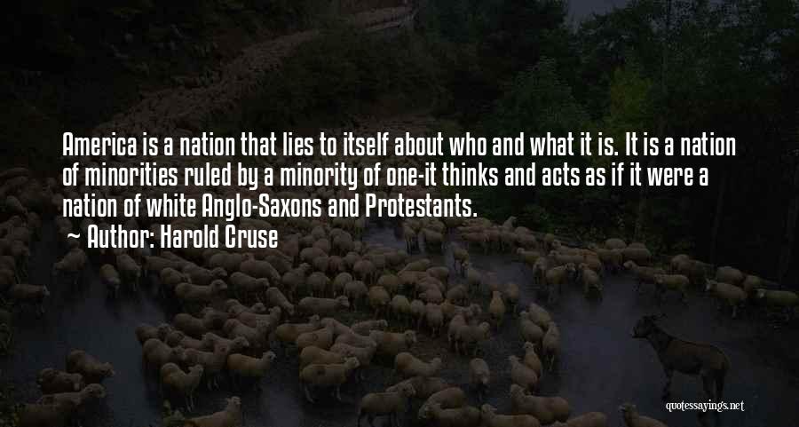 Harold Cruse Quotes: America Is A Nation That Lies To Itself About Who And What It Is. It Is A Nation Of Minorities