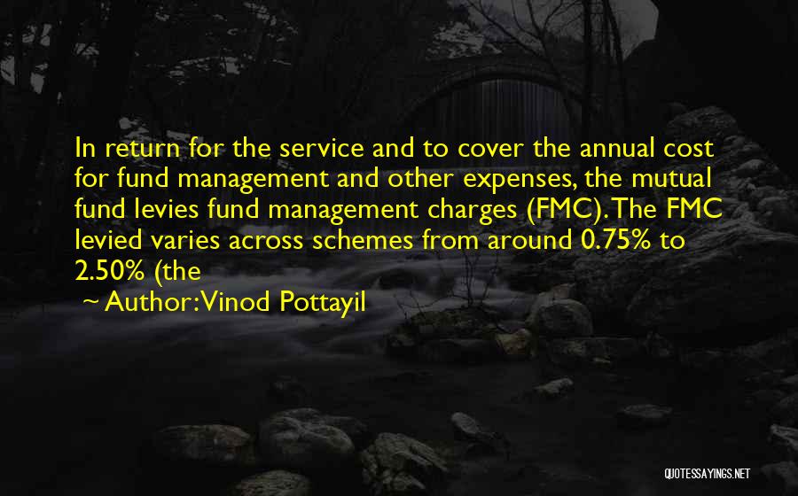 Vinod Pottayil Quotes: In Return For The Service And To Cover The Annual Cost For Fund Management And Other Expenses, The Mutual Fund