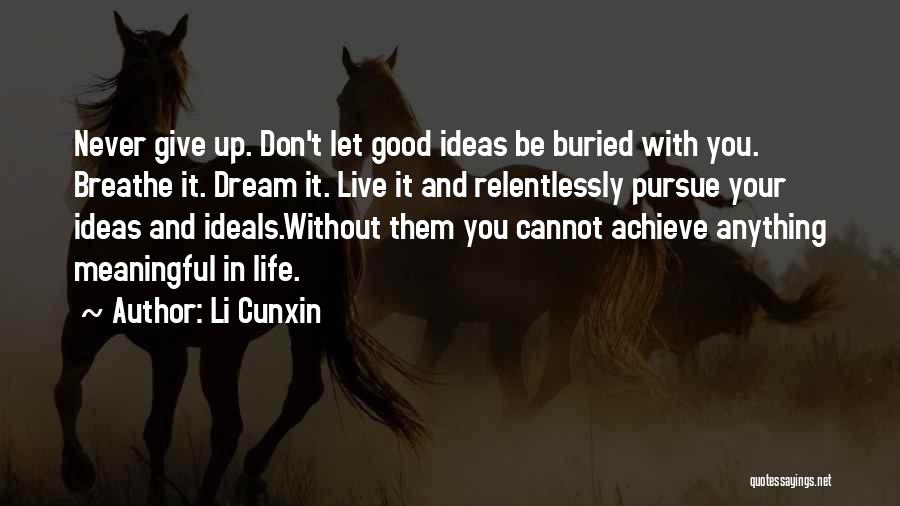 Li Cunxin Quotes: Never Give Up. Don't Let Good Ideas Be Buried With You. Breathe It. Dream It. Live It And Relentlessly Pursue