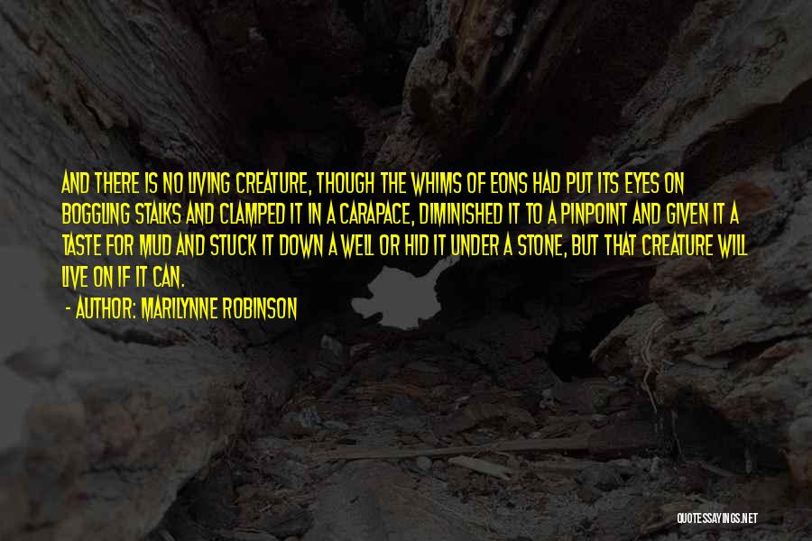 Marilynne Robinson Quotes: And There Is No Living Creature, Though The Whims Of Eons Had Put Its Eyes On Boggling Stalks And Clamped