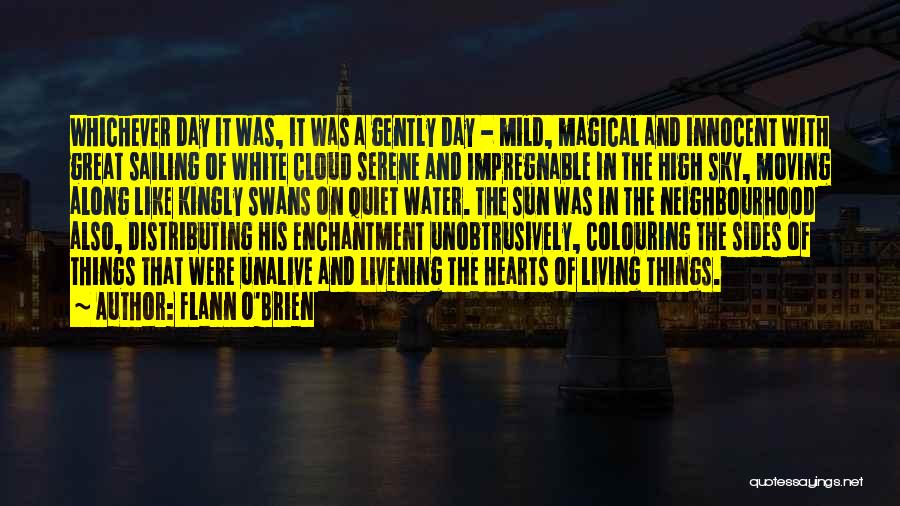 Flann O'Brien Quotes: Whichever Day It Was, It Was A Gently Day - Mild, Magical And Innocent With Great Sailing Of White Cloud