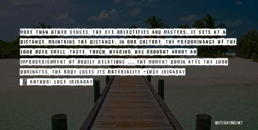 Luce Irigaray Quotes: More Than Other Senses, The Eye Objectifies And Masters. It Sets At A Distance, Maintains The Distance. In Our Culture,