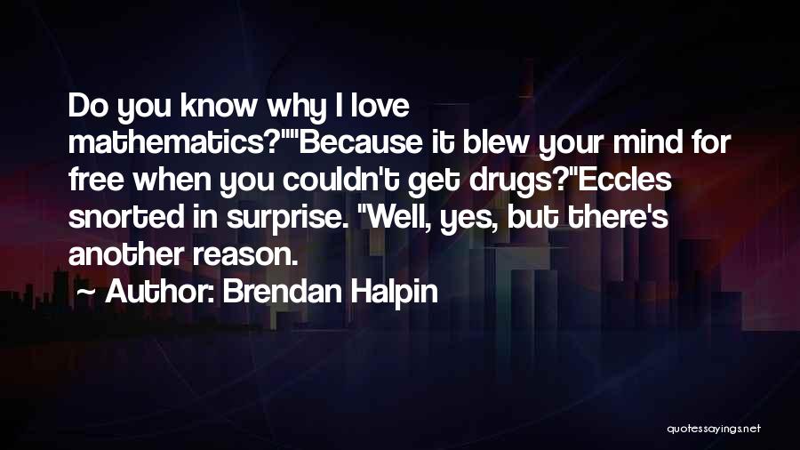 Brendan Halpin Quotes: Do You Know Why I Love Mathematics?because It Blew Your Mind For Free When You Couldn't Get Drugs?eccles Snorted In