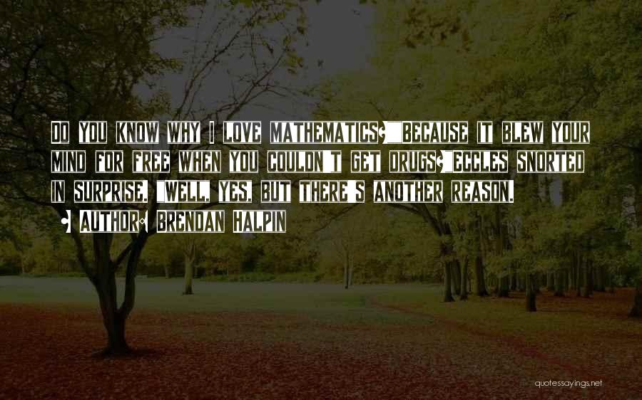 Brendan Halpin Quotes: Do You Know Why I Love Mathematics?because It Blew Your Mind For Free When You Couldn't Get Drugs?eccles Snorted In