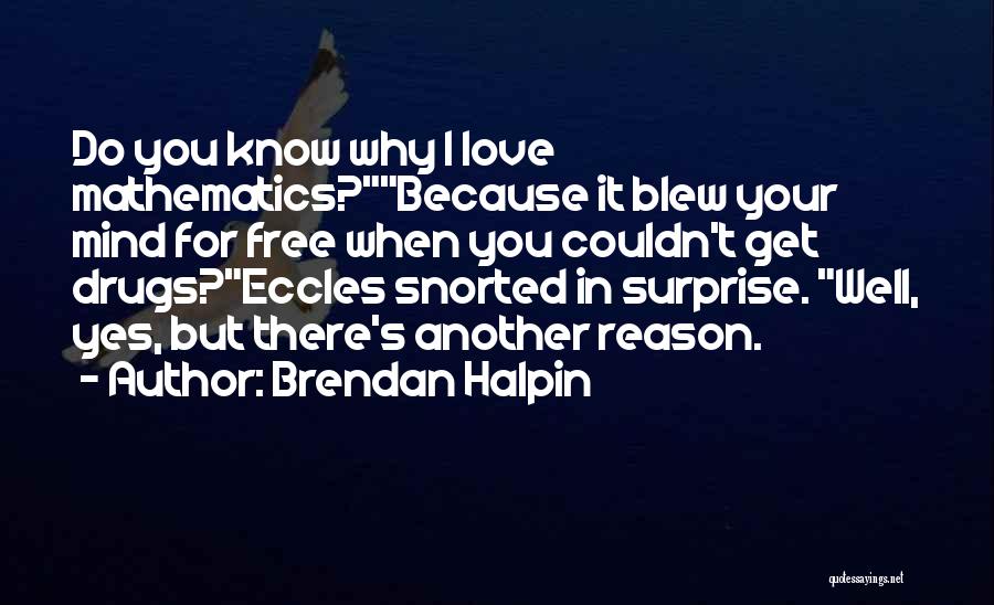 Brendan Halpin Quotes: Do You Know Why I Love Mathematics?because It Blew Your Mind For Free When You Couldn't Get Drugs?eccles Snorted In