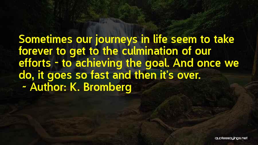 K. Bromberg Quotes: Sometimes Our Journeys In Life Seem To Take Forever To Get To The Culmination Of Our Efforts - To Achieving