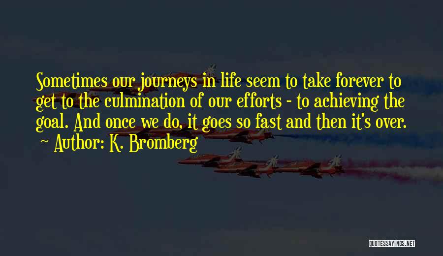 K. Bromberg Quotes: Sometimes Our Journeys In Life Seem To Take Forever To Get To The Culmination Of Our Efforts - To Achieving