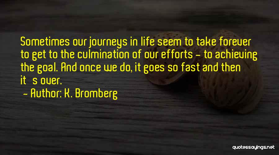 K. Bromberg Quotes: Sometimes Our Journeys In Life Seem To Take Forever To Get To The Culmination Of Our Efforts - To Achieving
