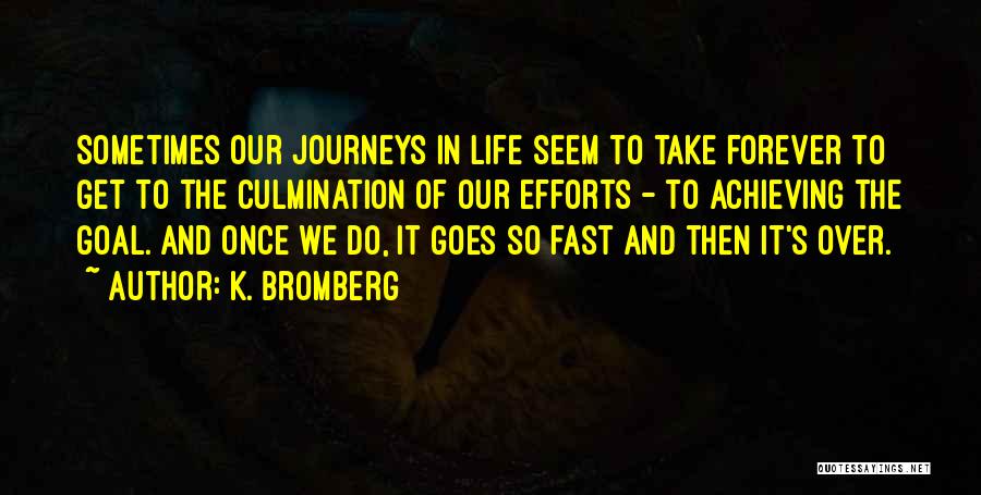 K. Bromberg Quotes: Sometimes Our Journeys In Life Seem To Take Forever To Get To The Culmination Of Our Efforts - To Achieving
