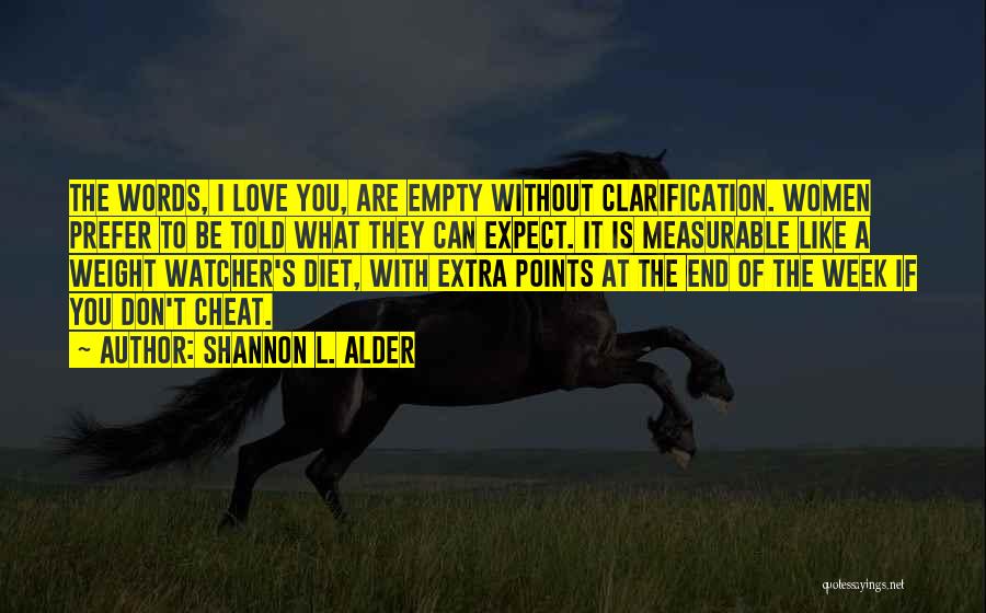 Shannon L. Alder Quotes: The Words, I Love You, Are Empty Without Clarification. Women Prefer To Be Told What They Can Expect. It Is