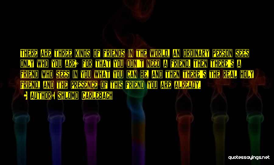 Shlomo Carlebach Quotes: There Are Three Kinds Of Friends In The World. An Ordinary Person Sees Only Who You Are; For That You