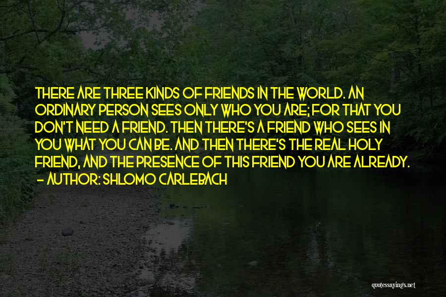 Shlomo Carlebach Quotes: There Are Three Kinds Of Friends In The World. An Ordinary Person Sees Only Who You Are; For That You