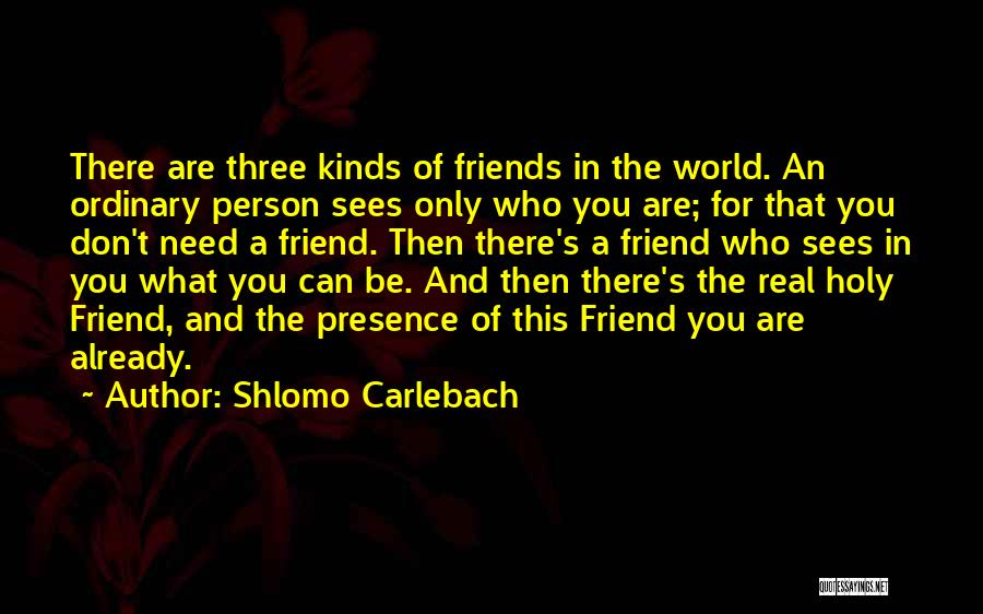 Shlomo Carlebach Quotes: There Are Three Kinds Of Friends In The World. An Ordinary Person Sees Only Who You Are; For That You