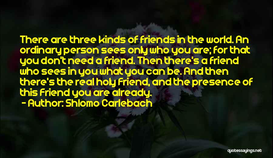 Shlomo Carlebach Quotes: There Are Three Kinds Of Friends In The World. An Ordinary Person Sees Only Who You Are; For That You