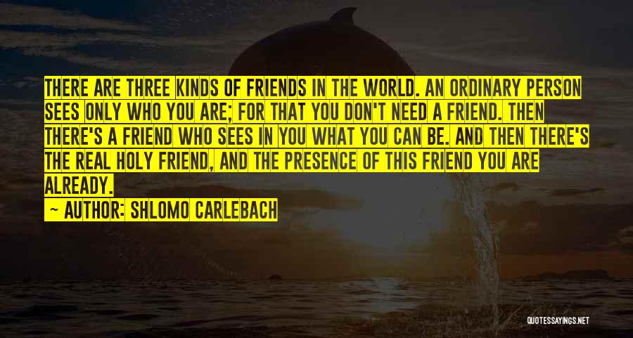 Shlomo Carlebach Quotes: There Are Three Kinds Of Friends In The World. An Ordinary Person Sees Only Who You Are; For That You