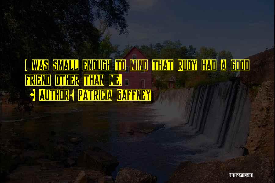 Patricia Gaffney Quotes: I Was Small Enough To Mind That Rudy Had A Good Friend Other Than Me.