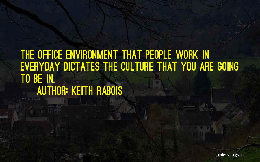 Keith Rabois Quotes: The Office Environment That People Work In Everyday Dictates The Culture That You Are Going To Be In.
