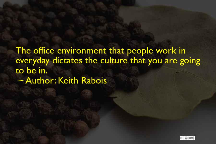 Keith Rabois Quotes: The Office Environment That People Work In Everyday Dictates The Culture That You Are Going To Be In.