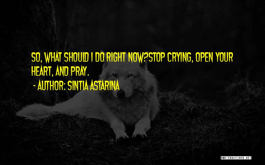 Sintia Astarina Quotes: So, What Should I Do Right Now?stop Crying, Open Your Heart, And Pray.